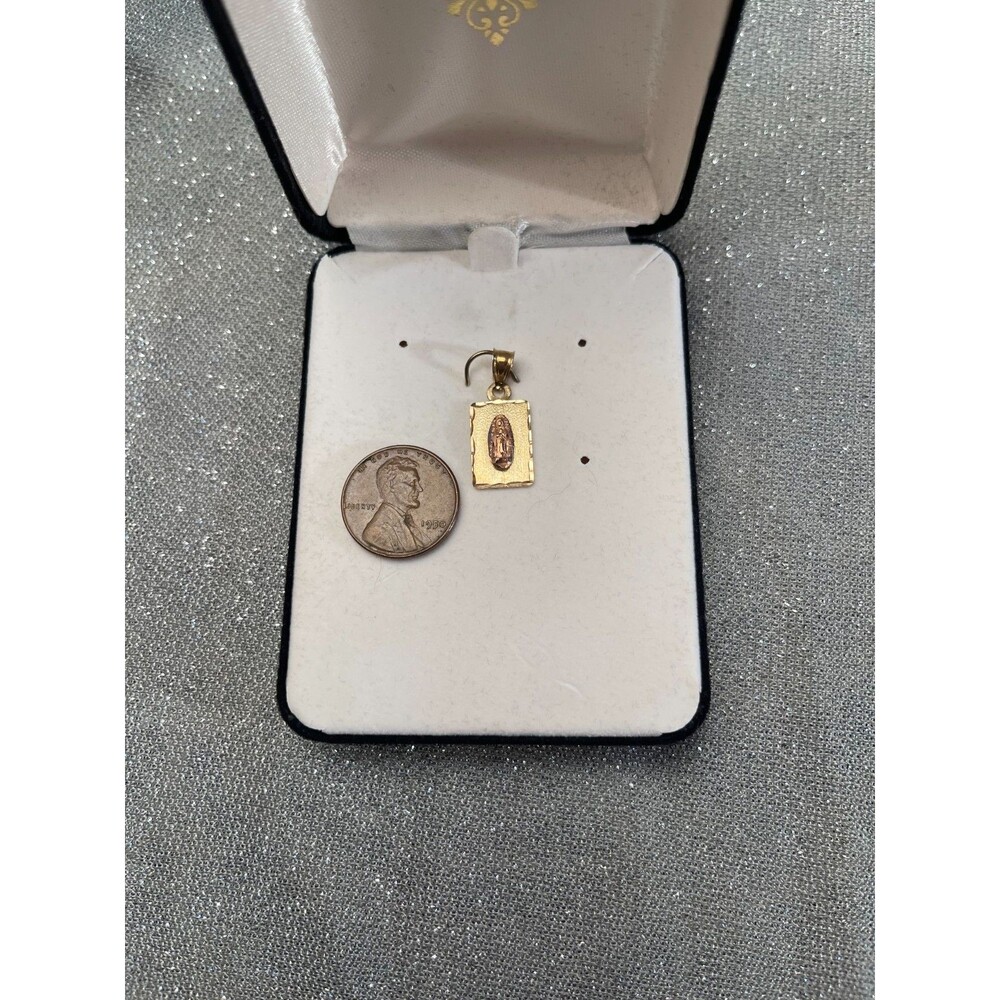 14K Yellow Gold Virgin Mary Saint Necklace Pendant Charm Extra Small 9/16"
